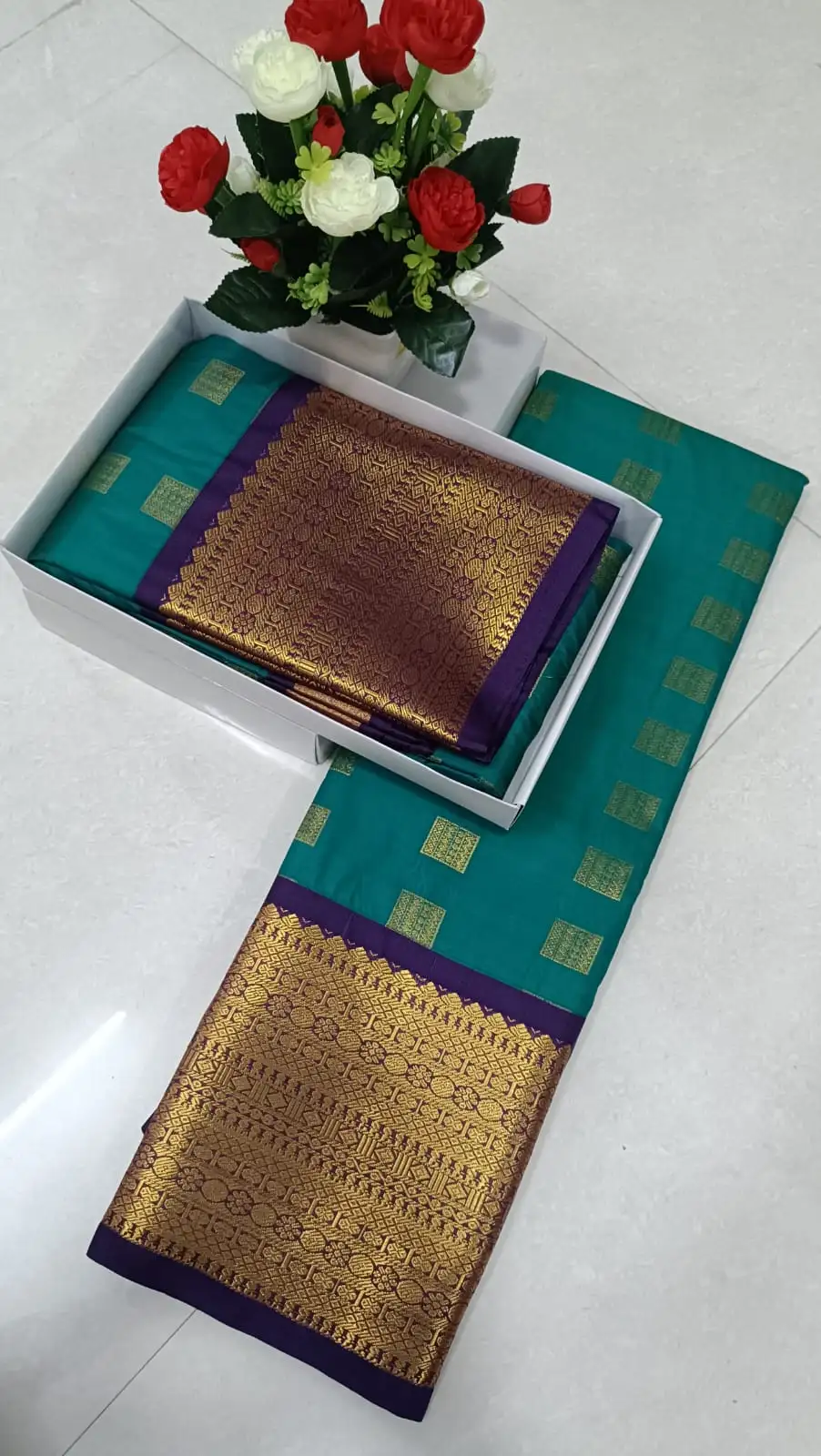 Premium Korvai Square-Butta Semi-Silk